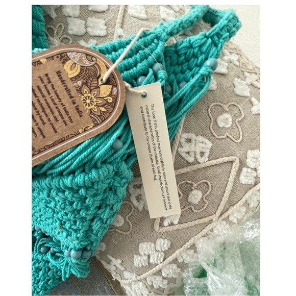 NWT Made in India Crochet Beaded Shoulder Bag Festival Coachella Boho Prarie - Picture 4 of 10
